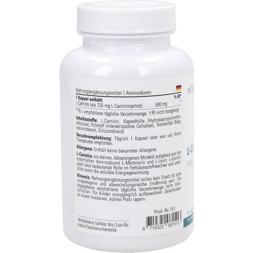 Vitaplex L-Carnitina - 90 cápsulas vegetales