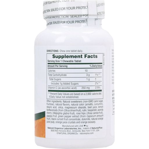 Nature's Plus Orange Juice 250 mg Vitamin C - 90 Tabletek do żucia