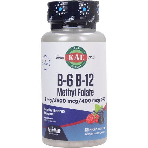 KAL Vitamin B6, B12 & Methyl Folate - 60 pastiliek na cmúľanie