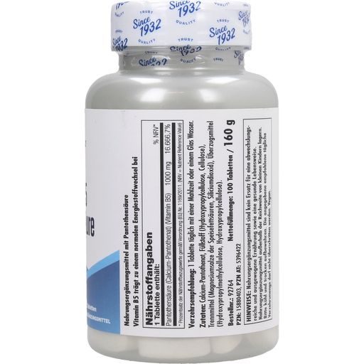 Vitamine B5 - 1000 mg. Acide Pantothénique - 100 comprimés