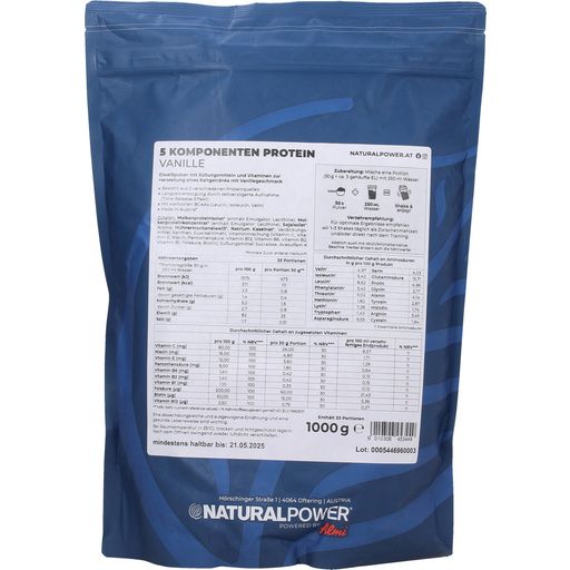 Natural Power 5-komponenttinen proteiini 1000 g - vanilja