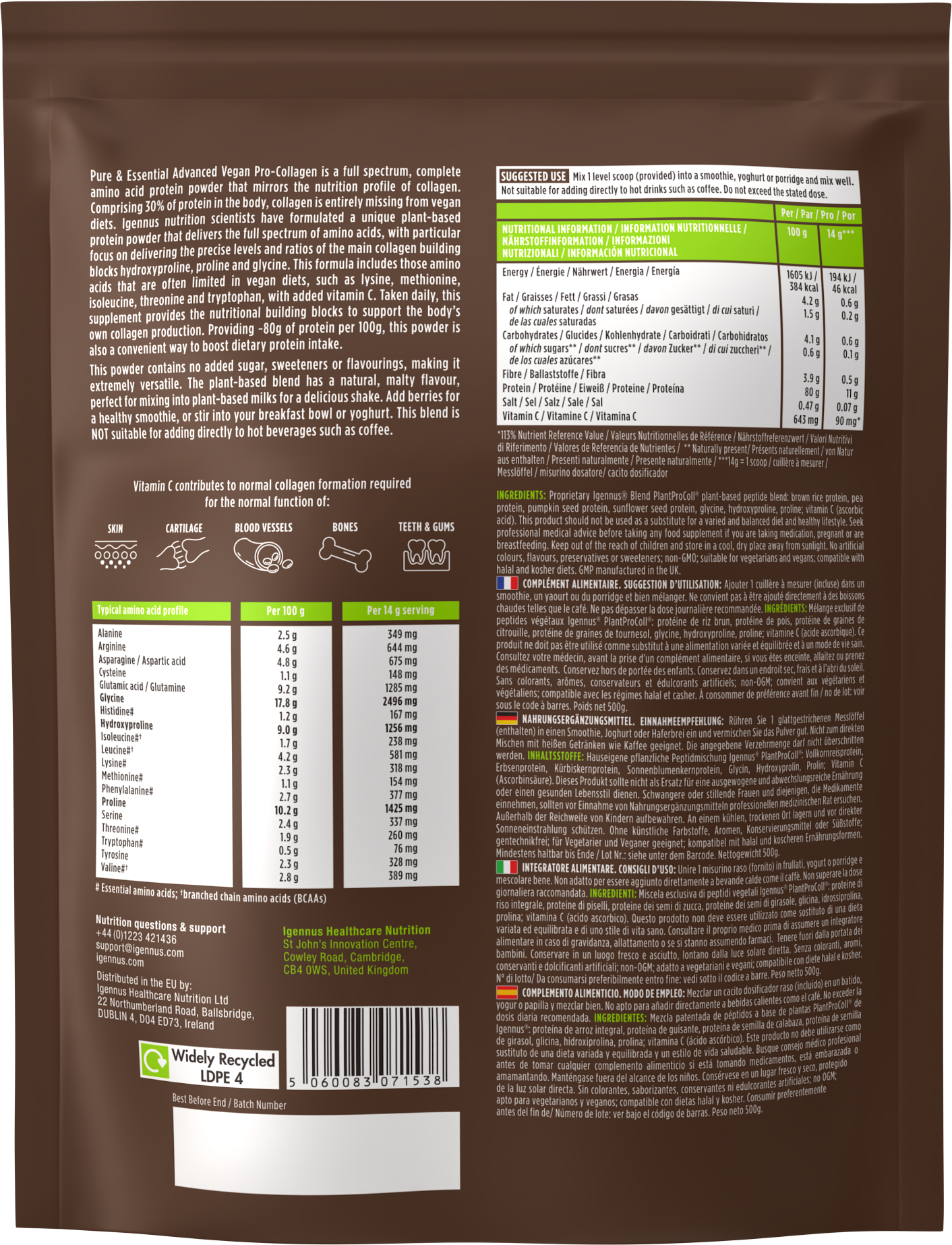 Igennus Pure & Essential Vegan Pro-Collagen - 500 г