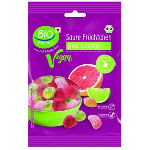 BIO PRIMO Luomuhedelmäkarkit (ilman gelatiinia) - Happamat hedelmät