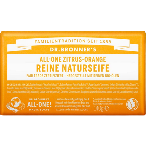 DR. BRONNER'S Palasaippua, sitruuna-appelsiini - 140 g