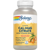 Solaray Cal-Mag Citrate + D3 & K2 Tuggtabletter