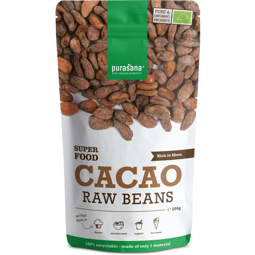 Purasana Kakao Bohnen BIO - 200 g